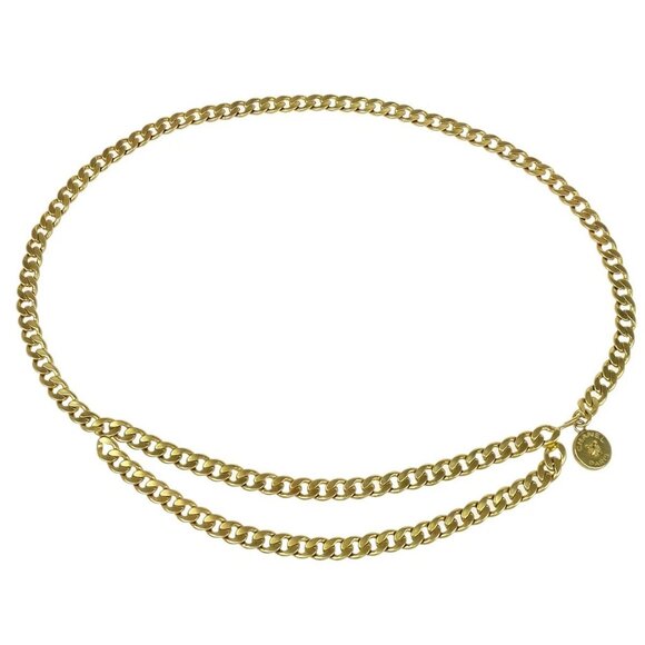 Chanel Gold Medallion Button Chain Belt 95P Small Good - Picture 1 of 5